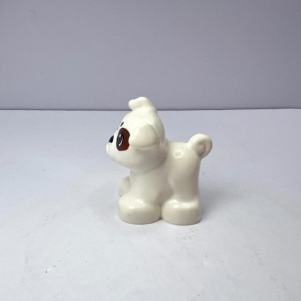 LEGO Duplo White Dog Puppy with Brown Eye Patch Kids One Size Animal Figure Toy